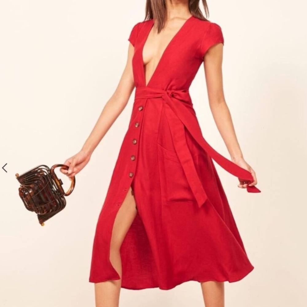 π NWT REFORMATION "Bayu" Dress in Cherry π - Picture 2 of 8